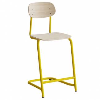Stol Atlas, fritsving 2116, hvidpigmenteret egelaminat, gult stel