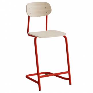 Stol Atlas, fritsving 2116, hvidpigmenteret egelaminat, rødt stel