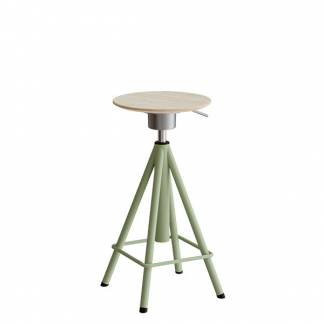 Taburet Atlas 2117, hvidpigm. egelaminat, grønt stel Vip H: 600-720 mm