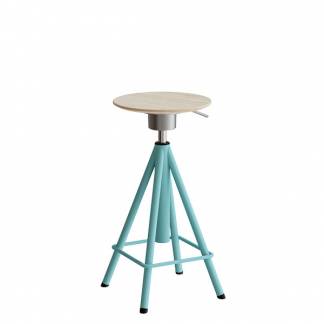 Taburet Atlas 2117, hvidpigm. egelaminat, turkis stel Vip H: 600-720 mm