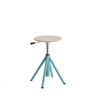 Taburet Atlas 2118, hvidpigmenteret egelaminat, turkis stel H: 430-550 mm