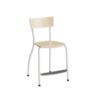 Stol Strong 250, Birk laminat, Hvidt stel