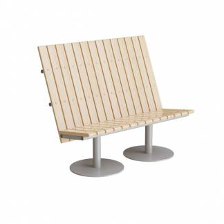 Sofa Cirkum, 2-pers h&oslash;j, massiv birk, alugr&aring;t understel