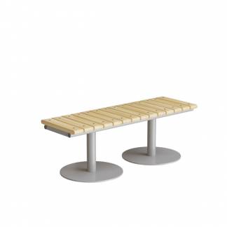 Siddeb&aelig;nk Cirkum, 2-pers lige, massiv eg, alugr&aring;t understel