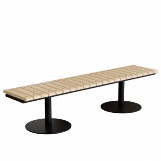 Siddeb&aelig;nk Cirkum, 3-pers lige, massiv birk, sort understel