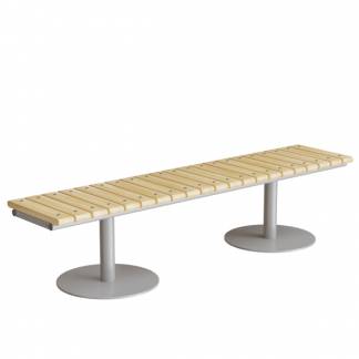 Siddeb&aelig;nk Cirkum, 3-pers lige, massiv eg, alugr&aring;t understel