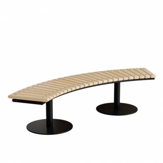 Siddeb&aelig;nk Cirkum, 60&deg; buet, massiv birk, sort understel