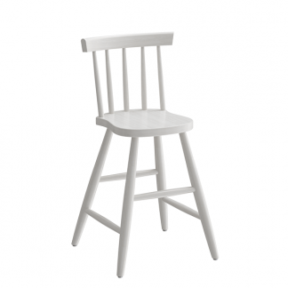 B&oslash;rnestol Enkel 3172, hvidbejdset massiv birk, siddeh&oslash;jde 520mm