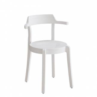 Stol Ruth, hvidbejdset massiv birk med lydabsorbent