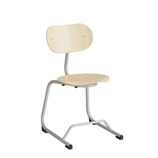 Stol Smile, Birk laminat med alugr&aring; ben