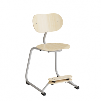 Stol Smile, Birk laminat med alugr&aring; ben