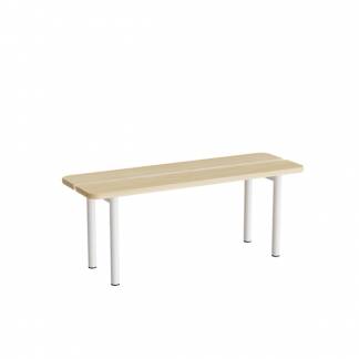 Siddebænk Pausa 550, 1100 mm, birkelaminat, hvidt stel