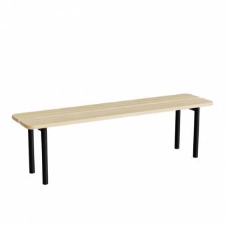 Siddebænk Pausa 550, 1500 mm, birkelaminat, sort stel