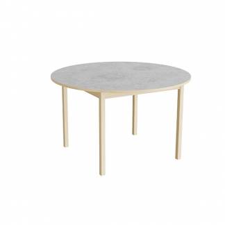 Bord Lovis 604, &Oslash;1200 mm, h&oslash;jde 720 mm, lysegr&aring; linoleum p&aring; birk understel