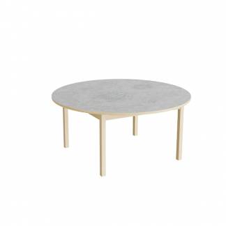 Bord Lovis 604, &Oslash;1200 mm, h&oslash;jde 550 mm, lysegr&aring; linoleum p&aring; birk understel