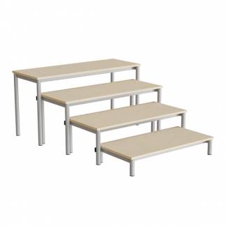 B&aelig;nk Idol, trappe 800, beige linoleum, alugr&aring;t stel, 4 sektioner