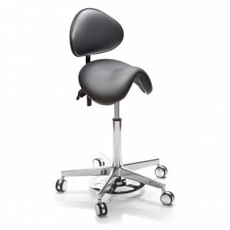 Sadelstol Polo M standard med rygl&aelig;n og fodaktivator