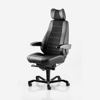 Kontorstol KAB Seating Controller, White-Line Sort fighter inkl. arml&aelig;n og nakkest&oslash;tte