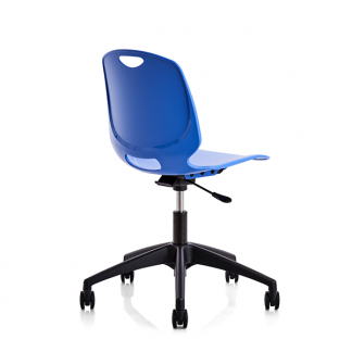 Stol Amigo, bl&aring;t s&aelig;de, sort plastkryds med hjul