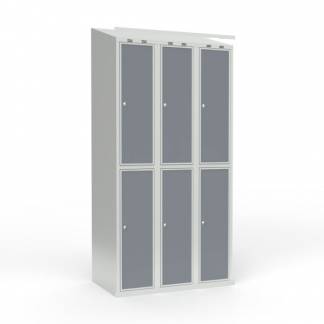 Skoleskab 3x300 Skr&aring;t tag 2 rum i h&oslash;jden Lys gr&aring; laminatd&oslash;r Cylinderl&aring;s