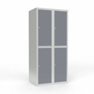 Skoleskab 2x400 Lige tag 2 rum i h&oslash;jden Lys gr&aring; laminatd&oslash;r Cylinderl&aring;s