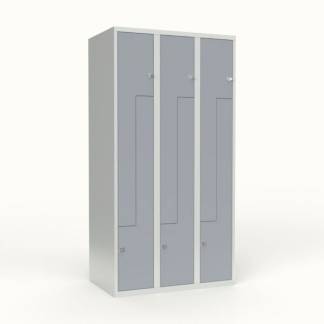 Skoleskab 3x300 Lige tag, Z-d&oslash;r Gr&aring; st&aring;ld&oslash;r Greb for h&aelig;ngel&aring;s