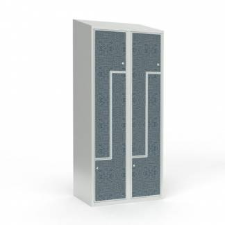 Skoleskab 2x400 Skr&aring;t tag, Z-d&oslash;r VirrVarr Black laminatd&oslash;r Cylinderl&aring;s