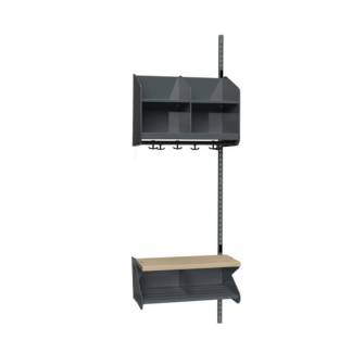 BST Kombination C,  P&aring;bygningssektion 2 pladser B 600 mm, m&oslash;rk gr&aring;