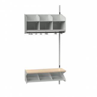 BST Kombination C,  P&aring;bygningssektion 3 pladser B 900 mm, lys gr&aring;