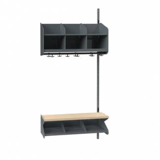 BST Kombination C,  P&aring;bygningssektion 3 pladser B 900 mm, m&oslash;rk gr&aring;