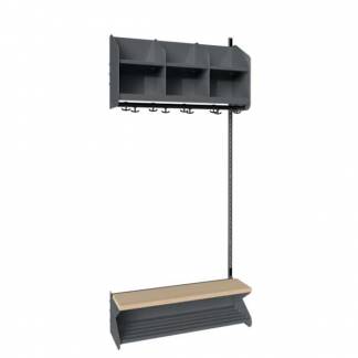 BST Kombination D,  P&aring;bygningssektion 3 pladser B 900 mm, m&oslash;rk gr&aring;