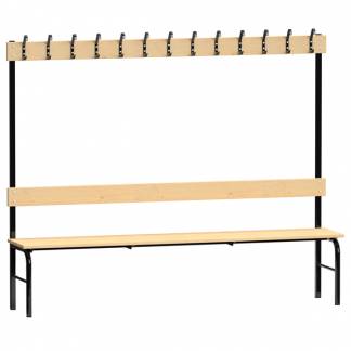 Garderobestativ Enkeltsidet, sort stel og b&aelig;nks&aelig;de i fyr, bredde 2000 mm