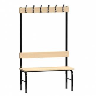 Garderobestativ Enkeltsidet, sort stel og b&aelig;nks&aelig;de i birk, bredde 1000 mm