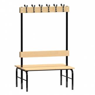 Garderobestativ Dobbeltsidet, sort stel og b&aelig;nks&aelig;de i fyr, bredde 1000 mm