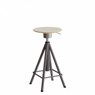 Taburet Atlas 2117, hvidpigm. egelaminat, gr&aring; stel Vip H: 600-720 mm