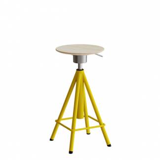 Taburet Atlas 2117, hvidpigm. egelaminat, gule stel Vip H: 600-720 mm