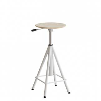 Taburet Atlas 2117, hvidpigmenteret egelaminat, hvidt stel H: 600-720 mm