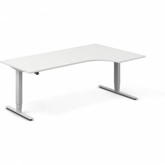 H&aelig;ve-s&aelig;nkebord DNA, Hvid 2000x1200mm H&oslash;jre 2-ben/Alugr&aring;