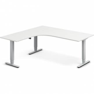 H&aelig;ve-s&aelig;nkebord DNA, Hvid 1800x1800mm Venstre 3-ben/Alugr&aring;
