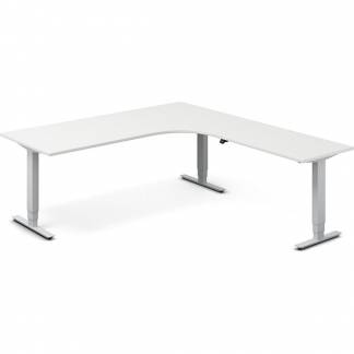 H&aelig;ve-s&aelig;nkebord DNA, Hvid 2000x2200mm H&oslash;jre 3-ben/Alugr&aring;