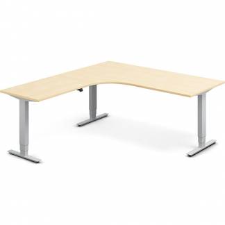 H&aelig;ve-s&aelig;nkebord DNA, Birk 1800x2000 mm Venstre 3-ben/Alugr&aring;