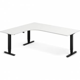 H&aelig;ve-s&aelig;nkebord DNA, Hvid 2000x1800mm Venstre 3-ben/Sort