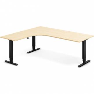 H&aelig;ve-s&aelig;nkebord DNA, Birk 2000x1800 mm Venstre 3-ben/Sort