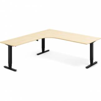 H&aelig;ve-s&aelig;nkebord DNA, Birk 2000x2200 mm Venstre 3-ben/Sort