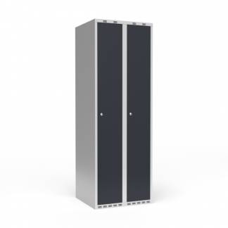 Garderobeskab 2x300 mm Lige tag 1 rum i h&oslash;jden Antracit d&oslash;r Cylinderl&aring;s