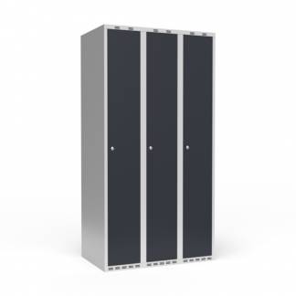 Garderobeskab 3x300 mm Lige tag 1 rum i h&oslash;jden Antracit d&oslash;r Cylinderl&aring;s