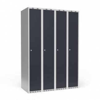 Garderobeskab 4x300 mm Lige tag 1 rum i h&oslash;jden Antracit d&oslash;r Cylinderl&aring;s