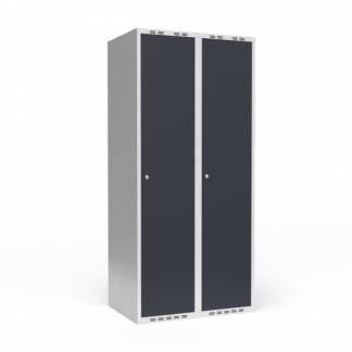 Garderobeskab 2x400 mm Lige tag 1 rum i h&oslash;jden Antracit d&oslash;r Cylinderl&aring;s