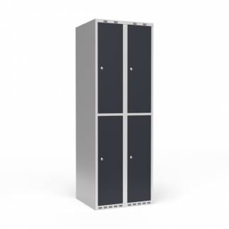 Garderobeskab 2x300 mm Lige tag 2 rum i h&oslash;jden Antracit d&oslash;r Cylinderl&aring;s