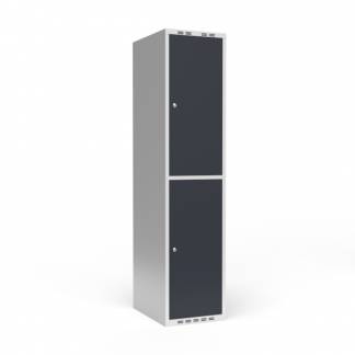 Garderobeskab 1x400 mm Lige tag 2 rum i h&oslash;jden Antracit d&oslash;r Cylinderl&aring;s
